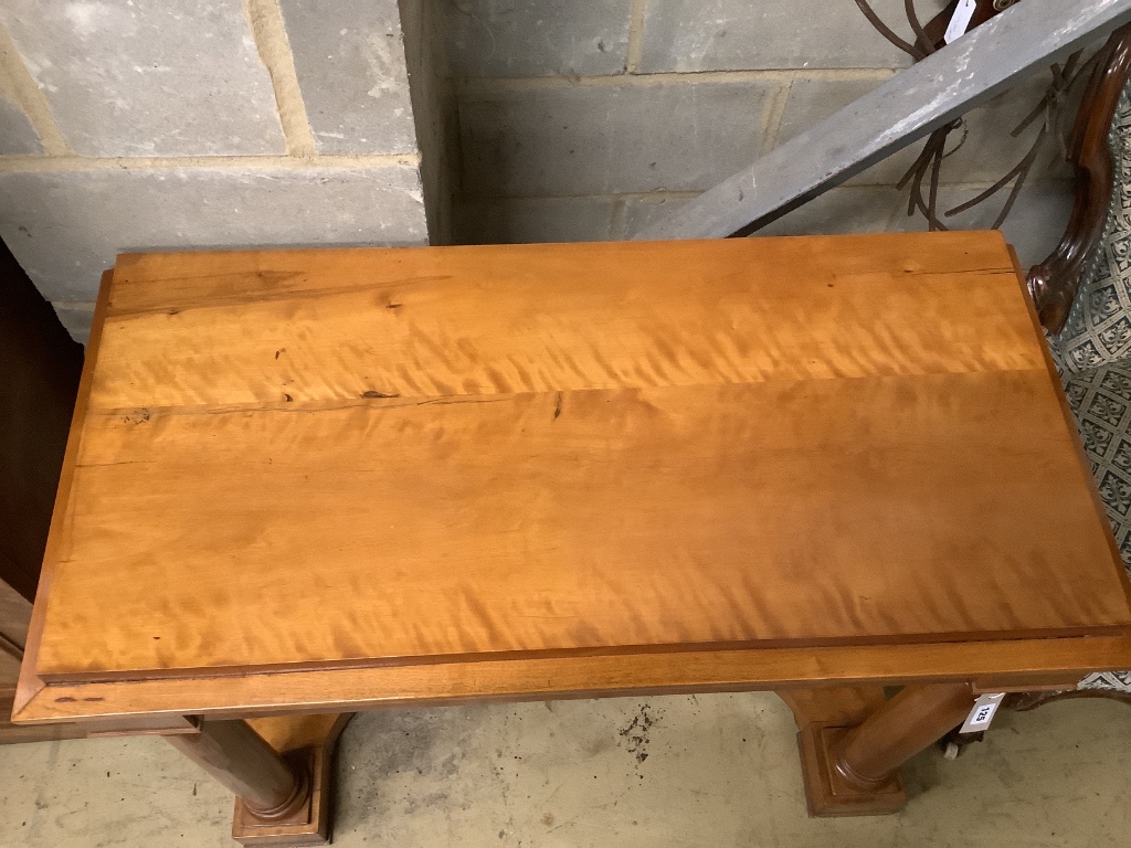 A Biedermeier style satin birch console table, width 99cm depth 48cm height 80cm